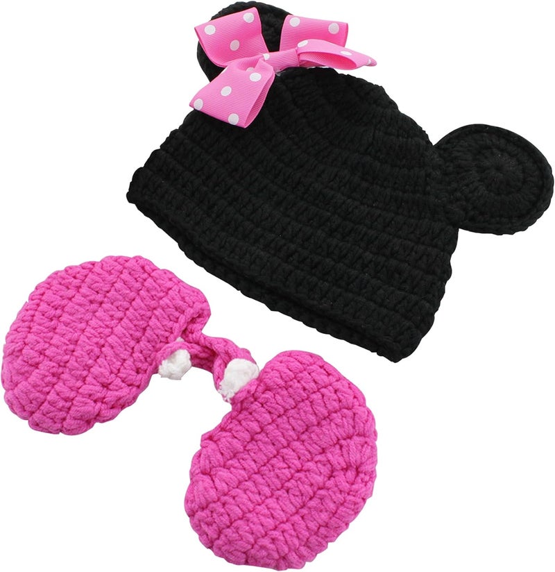 Jastore Photography Prop Baby Costume Cute Crochet Knitted Hat Cap Girl Boy Diaper Shoes Mouse - Image 5